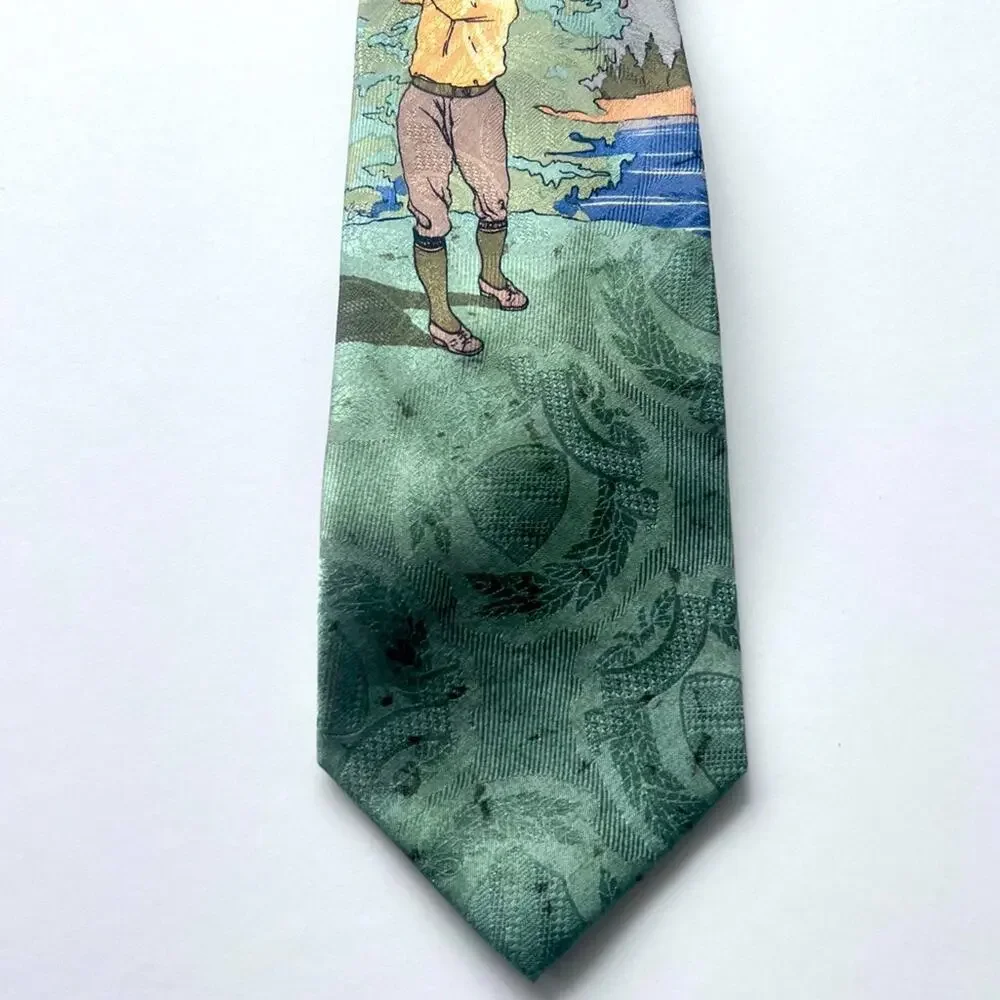 Robert Talbott Vintage Pure Silk Hand Sewn Golf Scene  Neck Tie Business Casual